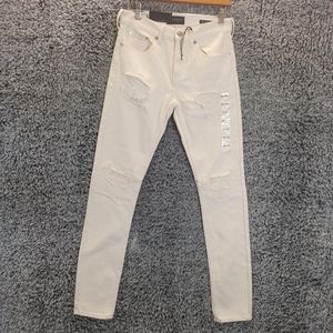 Pacsun Jeans Women 28/30 White Distressed Stacked Skinny Leg Denim